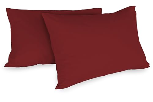 Zer0bed, Par de Fundas de Almohada de algodón de 52 x 80 cm, sangría, Juego de 2, Color Liso, 100%...