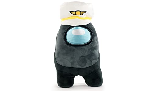 Peluche de los Personajes de Among Us -Negro con Gorra de capit&aacute;n - Calidad Super Soft