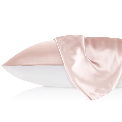 LILYSILK 19 Momme - Funda de almohada de seda de morera de algod&oacute;n con cremallera, para el cuidado...