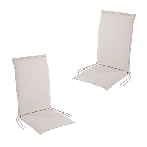 Pack 2 Cojines para sill&oacute;n de jard&iacute;n reclinable Olefin Crudo, Medidas 109x45x4 cm, Desenfundable,...