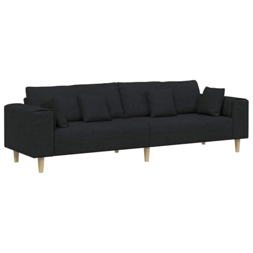 vidaXL Sof&aacute; con coj&iacute;n Negro 250 x 77 x 76 cm Tela, Sala de Estar, sof&aacute; Moderno, dise&ntilde;o...