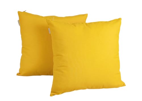DiseLio | Pack 2 Fundas de Coj&iacute;n Color Amarillo Huevo 45 x 45 cm Loneta Algod&oacute;n y Poli&eacute;ster -...