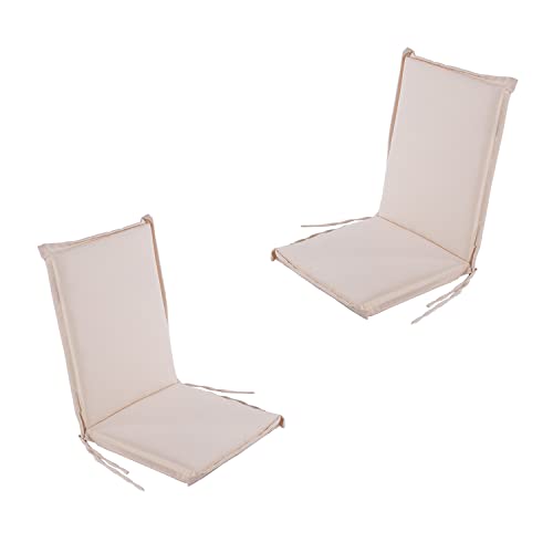 Pack 2 Cojines para sill&oacute;n de jard&iacute;n reclinable est&aacute;ndar Beige, Medidas 92x42x4 cm,...