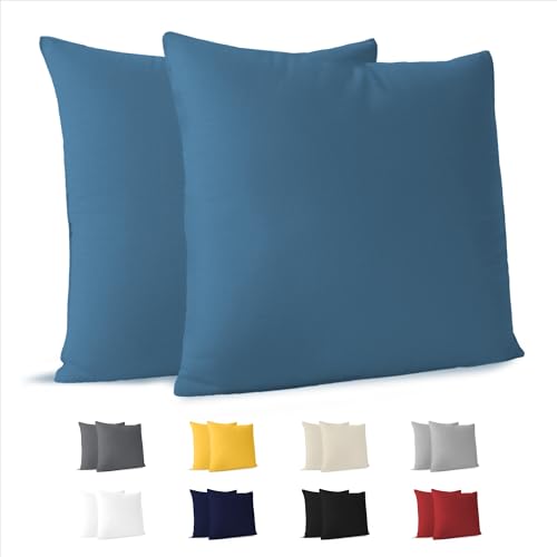 Dreamzie Funda Almohada 50x50 (Juego de 2) - Azul - para Las Almohadas 50 x 50 cm - 100% Algodon...