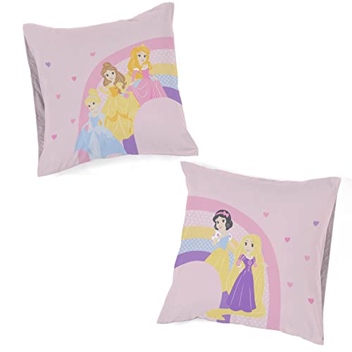 Jay Franco Disney - Juego de 2 fundas de almohada (80 x 80 cm), diseño de princesa