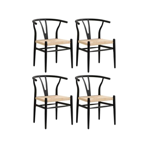 JZGORC Juego de 4 Silla de Comedor Tejida Moderna, Coj&iacute;n de Rat&aacute;n de Alta Densidad, Patas de Metal...