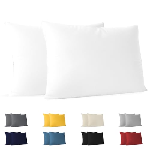Dreamzie Fundas de Almohada (Juego de 2) - Blanco - para Las Almohadas 40 x 60 cm - 100% Algodon...