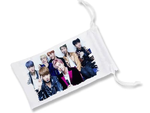 MERCHANDMANIA 1 Funda Bolsa Multiusos BTS Boy with Luv Cantantes Korea Coreanos Gafas Dados rol...