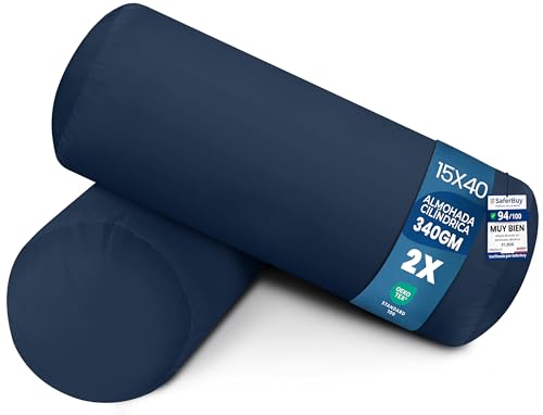 Utopia Bedding Almohada Cil&iacute;ndrica 15 x 40 cm (2 Unidades), Fibra Virgen Siliconada, Cojin...