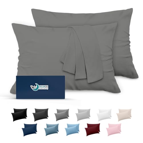 Dreamzie Fundas de Almohada (Juego de 2) - para Las Almohadas 50 x 70 cm, Gris Antracita, Microfibra...