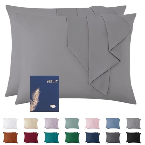 Vielit Juego de 2 fundas de almohada 70 x 90 cm, microfibra, certificado ecol&oacute;gico, resistente e...
