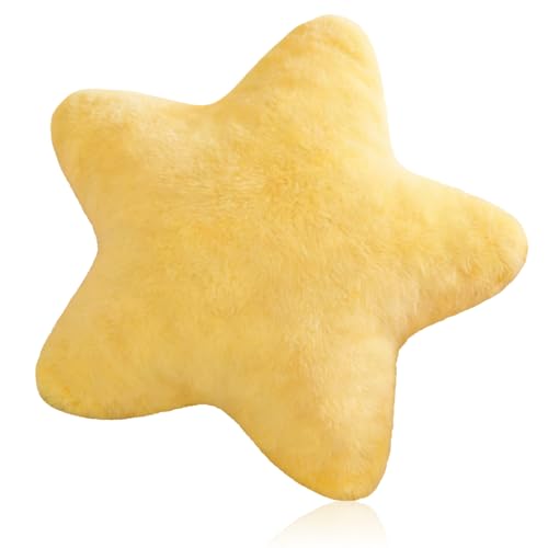 Sayudar Coj&iacute;n de peluche con forma de estrella, para ni&ntilde;os y ni&ntilde;as, color amarillo, 30 x 30 cm