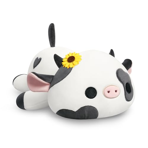 shownicer Peluche de vaca Kawaii, cojín de peluche de vaca lechera, regalo para niños y niñas a...