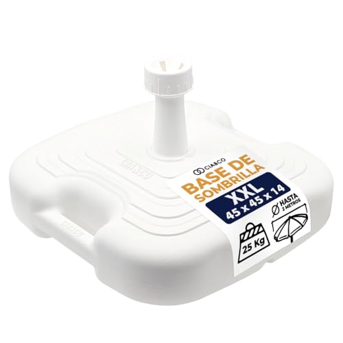 Base de Sombrilla XXL 45x45x14 cm &middot; Rellenable hasta 25 kg &middot; Rosca Universal Ajustable 18-38 mm &middot;...
