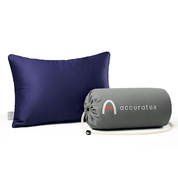 ACCURATEX Coj&iacute;n de Camping de Espuma viscoel&aacute;stica, 100% algod&oacute;n, Funda Transpirable, Almohada de...