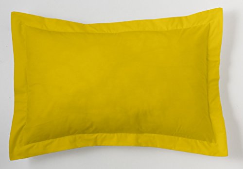 ESTELIA - Funda de cojín Lisa Color Mostaza - 50x75 cm - 50% algodón / 50% poliéster - 144 Hilos
