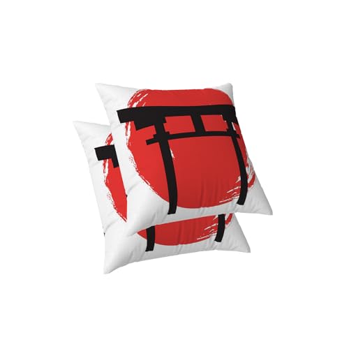 ggaimwf Japon&eacute;s Fundas de Cojines de Lino para sal&oacute;n Silueta Torii Antiguo Estilo japones Fundas...