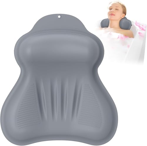 Almohada de Ba&ntilde;o de Silicona, Soporte para Cabeza/Cuello/Espalda y Airbag Inflable 4D con Sistema...