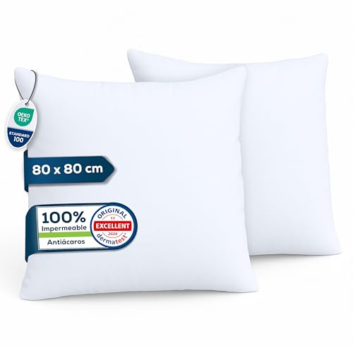 Sensalou Funda de Almohada Impermeable 80x80 cm Juego de 2 Disponible en 7 Tama&ntilde;os &ndash; Funda...