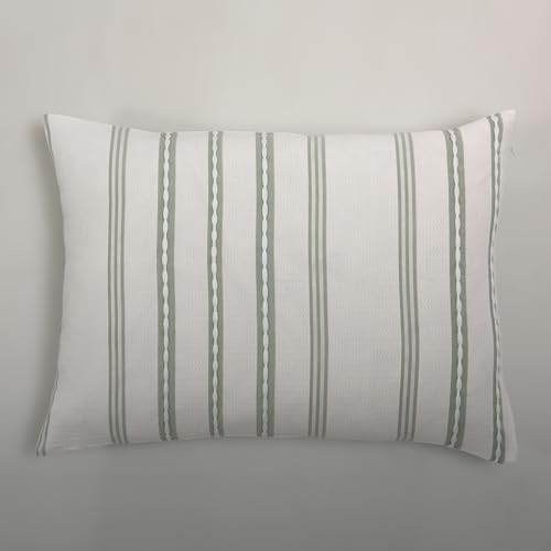 Casa da Laura - Funda de Coj&iacute;n 50x70 cm Verde y Blanco - Coj&iacute;n de Colcha Mar&iacute;a - Coj&iacute;n Rayas en...