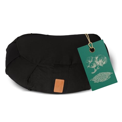 #DoYourYoga Cojín Zafu de Media Luna Ganesh con cáscara de Trigo sarraceno orgánico(KBA) Funda...