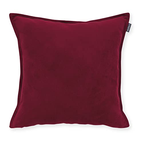 ANTILO TEXTIL - Funda Coj&iacute;n 45x45 - Dise&ntilde;o Terciopelo Mate - Color Granate - Cierre Cremallera -...