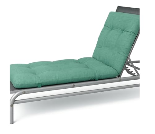 VIGIVISION Coj&iacute;n Colch&oacute;n para Tumbona o Mueble para Jard&iacute;n 180X55X8CM (Verde Liso)