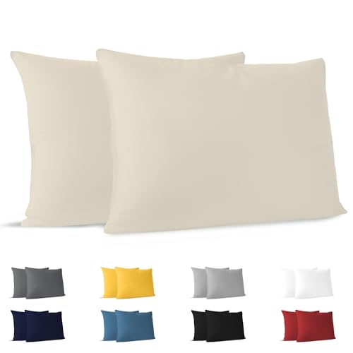 Dreamzie Funda Almohada 30x50 (Juego de 2) - Beige - para Las Almohadas 30 x 50 cm - 100% Algodon...