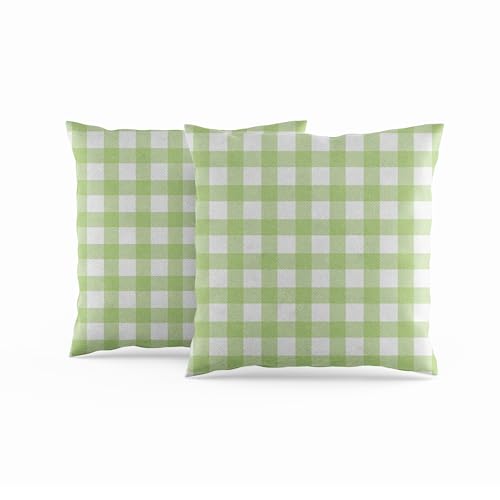 ggaimwf Funda Cojin Cuadros Vichy Verde 40x40cm Fundas de Almohada Gingham Cojines Casa de Campo...