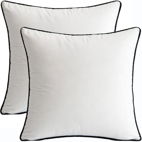 Funda De Coj&iacute;n 45x45,50x50 Terciopelo Negro Blanco Fundas De Almohada 2 Fundas Cojines Para Cama...