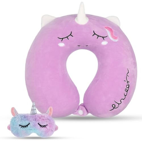 Utensilsto Cojín cervical de unicornio para niños, espuma de memoria, cojín de viaje, diseño de...