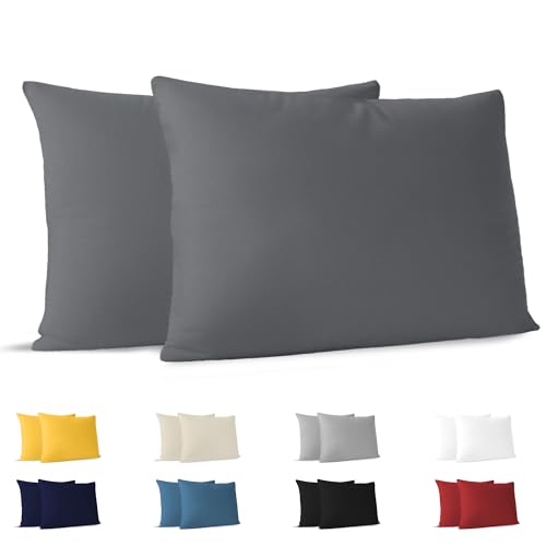 Dreamzie Funda Almohada 30x50 (Juego de 2) - Antracita - para Las Almohadas 30 x 50 cm - 100%...