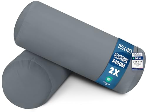 Utopia Bedding Almohada Cil&iacute;ndricaFibra Virgen Siliconada, Cojin Cilindrico (2, Gris, Unidad de 2 |...