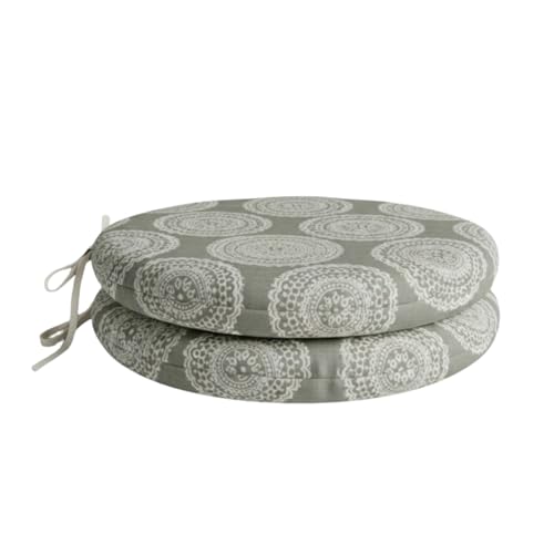 PIND Pack 2 Cojines Redondos para Silla 40x40x3,5 cm con Relleno de Espuma, con Cintas de Sujeci&oacute;n,...