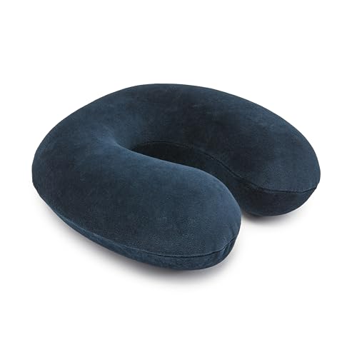Amazon Basics En forma de Semicircular para cuello, de espuma viscoel&aacute;stica, Azul marino