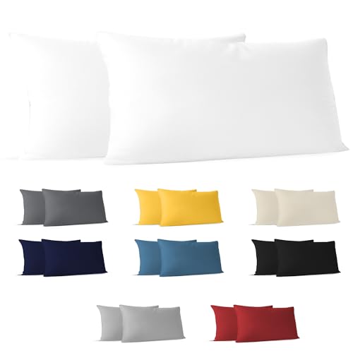 Dreamzie Fundas de Almohada (Juego de 2) - Blanco - para Las Almohadas 40 x 80 cm - 100% Algodon...