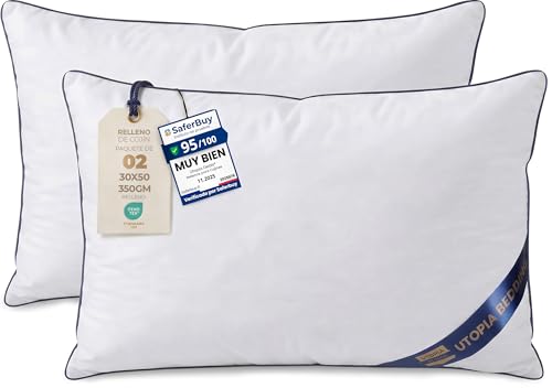 Utopia Bedding Relleno coj&iacute;n Coj&iacute;nes para Cama, Cojines Decorativos para sof&aacute; (2, Blanco, Unidad...