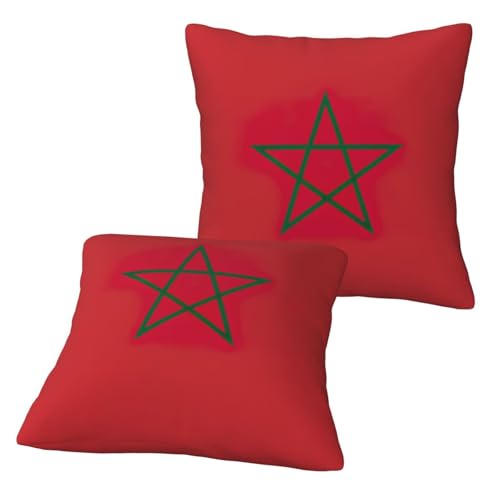 Yyoretp Juego de 2 fundas de coj&iacute;n decorativas con estampado de bandera de Marruecos para sof&aacute;,...