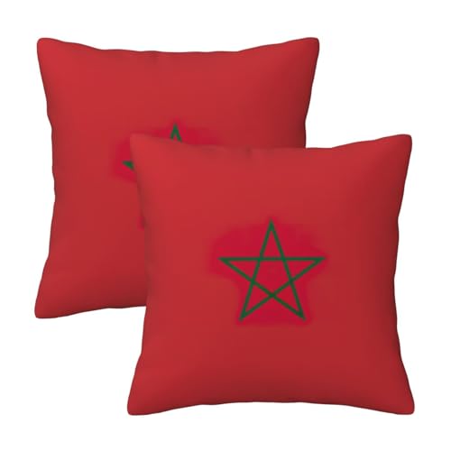 Zhuanyun Fundas de almohada decorativas y funcionales con estampado de bandera de Marruecos para el...