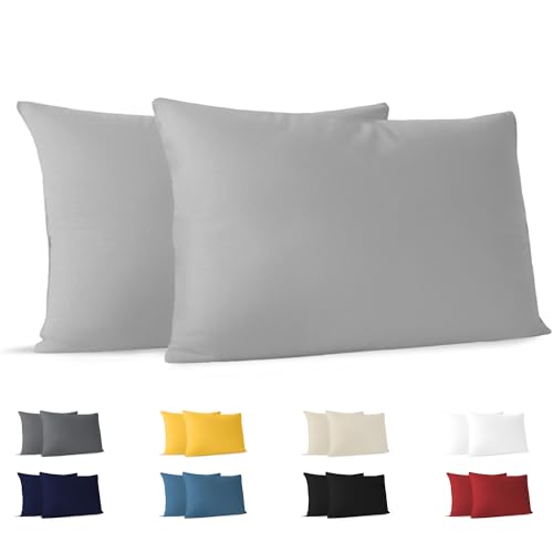 Dreamzie Funda Almohada 40x70 (Juego de 2) - Gris - para Las Almohadas 40 x 70 cm - 100% Algodon...