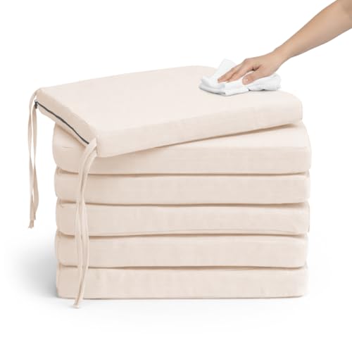 Pack 6 Coj&iacute;n para silla 45x45x5 cm｜Repelente al agua y f&aacute;cil de limpiar｜Con cintas de...