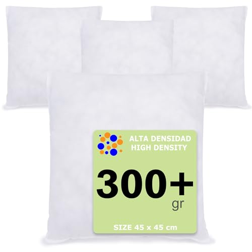PEKITAS Pack 4 Uds Núcleo Relleno Cojín de Fibra Hueca Siliconada 45x45 cm Alta Recuperación...