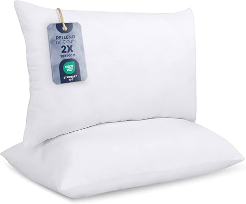 Utopia Bedding Relleno de Cojín 30 x 50 cm (2 Unidades), Fibra Virgen Siliconada, Almohadas de...
