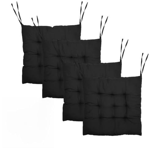 MIUUIPI Set de 4 Cojines para Sillas con Lazos 40x40 cm, Cojines Exterior, Coj&iacute;n de Asiento Relleno...
