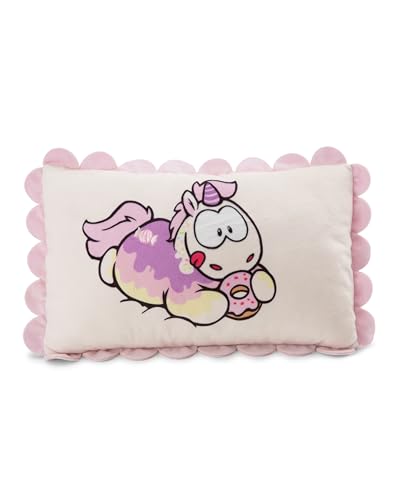 NICI- Coj&iacute;n Unicornio Sweety Rainbow de 43 x 25 cm, Blanco, Suave, con dise&ntilde;o de Animal, ni&ntilde;as,...