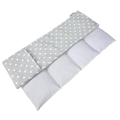 Saco térmico cervical de semillas de trigo con funda lavable 50x16cm (Topos gris)