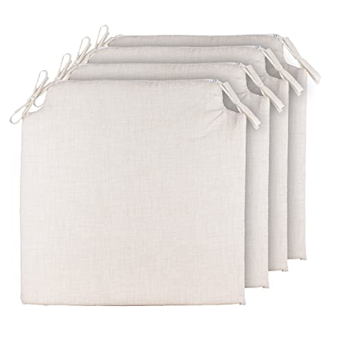 Pack 4 Cojines para Sillas de Terraza | Funda Lavable | Relleno Esponja | Estampados Lisos con 2...