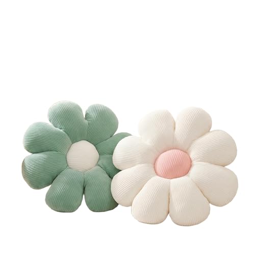 FSRONGXI 2 cojines con flores de margarita verde salvia, bonitos cojines de flores cojines de suelo...