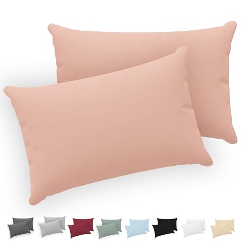 Twinzen&reg; Funda Almohada 30x50 (Juego de 2) - Rosa - 100% Algodon Jersey - Funda de Almohada Algodon...