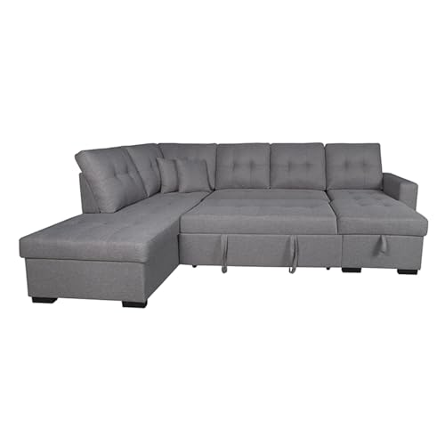 Homey - Chaise Longue Izquierdo Rinconera Sof&aacute; Cama en U con Arc&oacute;n de Almacenaje Modelo Vento,...